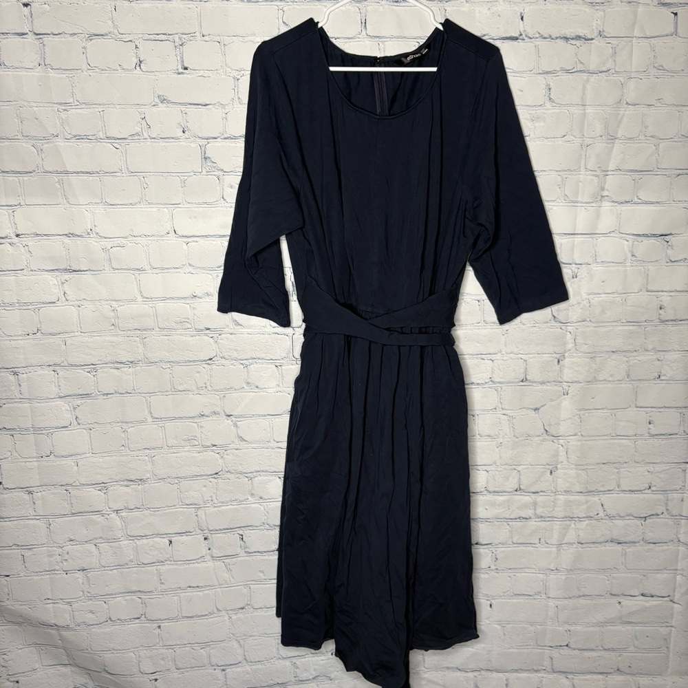 Eshakti tie waist midi dress navy size 4x 28w
